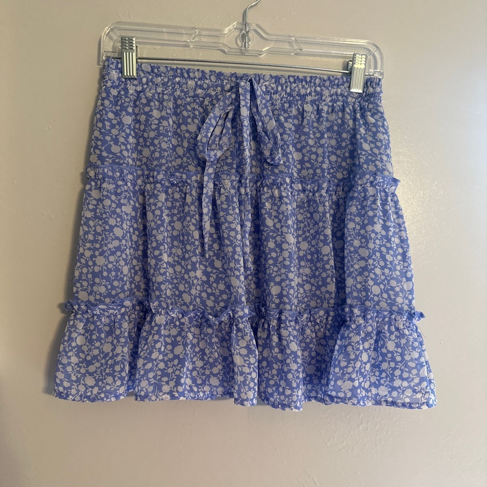 Floral Blue Ruffle Skirt